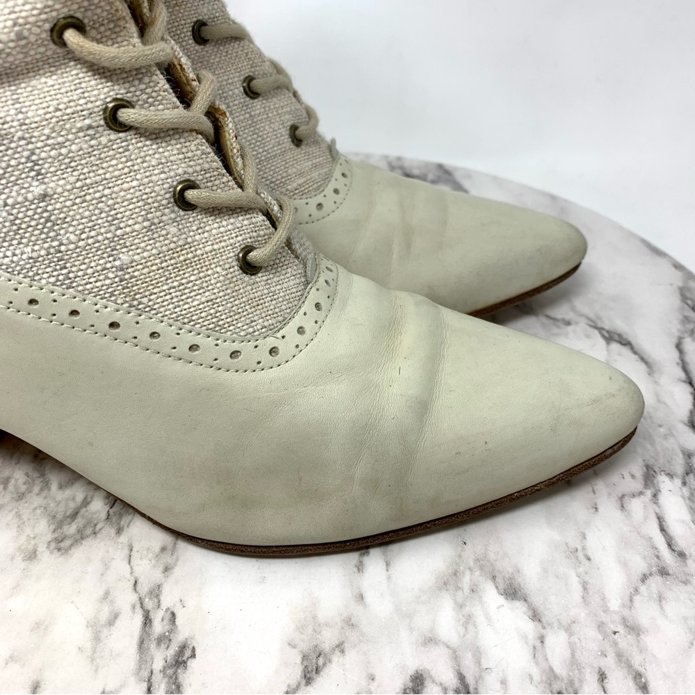 VTG Nine West Lace Up Two Tone Pointed Toe Boots 7.5 Victorian Edwardian Cosplay - Picture 12 of 16